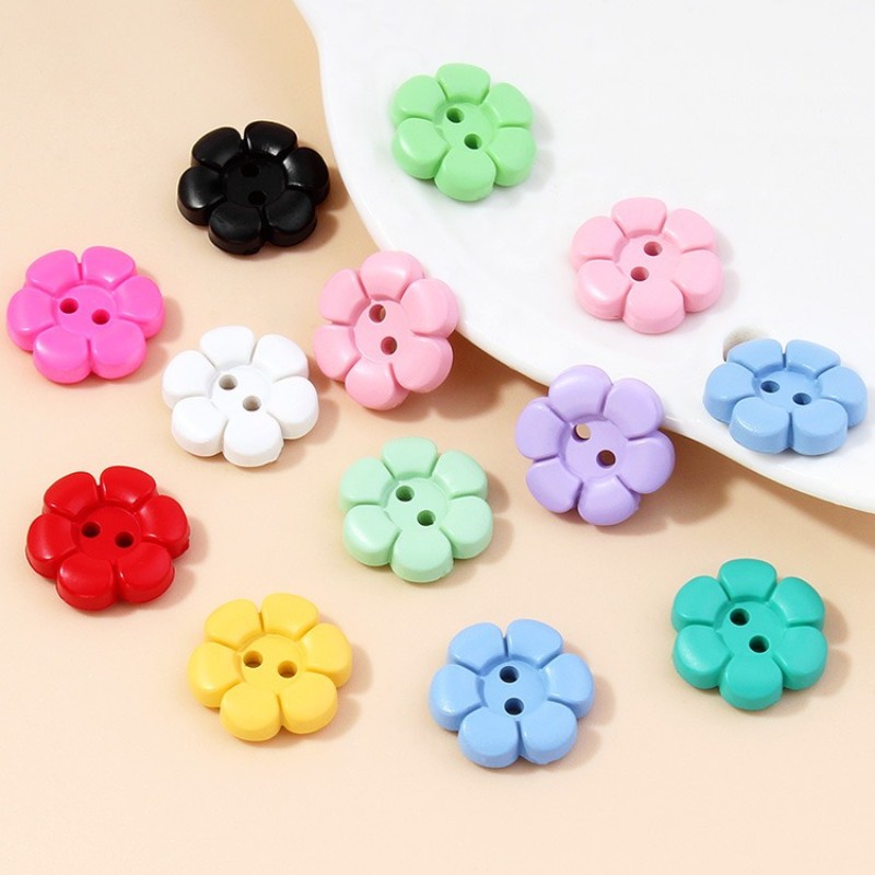Button Hole Cutter - 11/15mm Colorful Resin Flower Buttons for