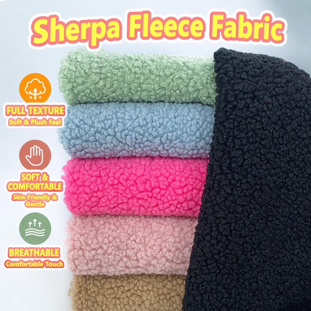 Sewing Garment - Teddy Sherpa Fleece Fabric Piece,150x50cm Solid