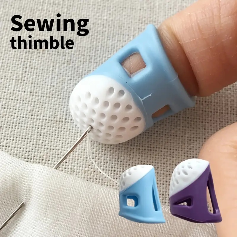 Button Hole Cutter - 2-Pack Anti-Slip Sewing Thimbles, Soft Silicone