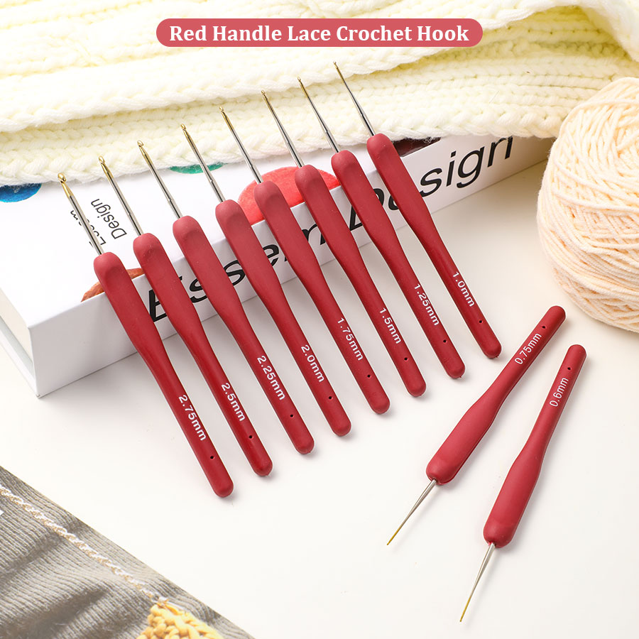 10pcs Red Crochet Set Kit Sili - Sewing Necessities 评论和价格