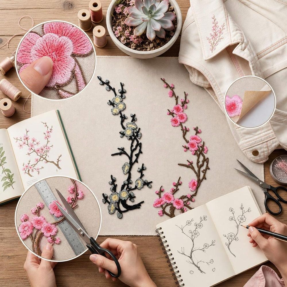 DIY Cherry Blossom Iron On Pat - Sewing Textiles 评论和价格