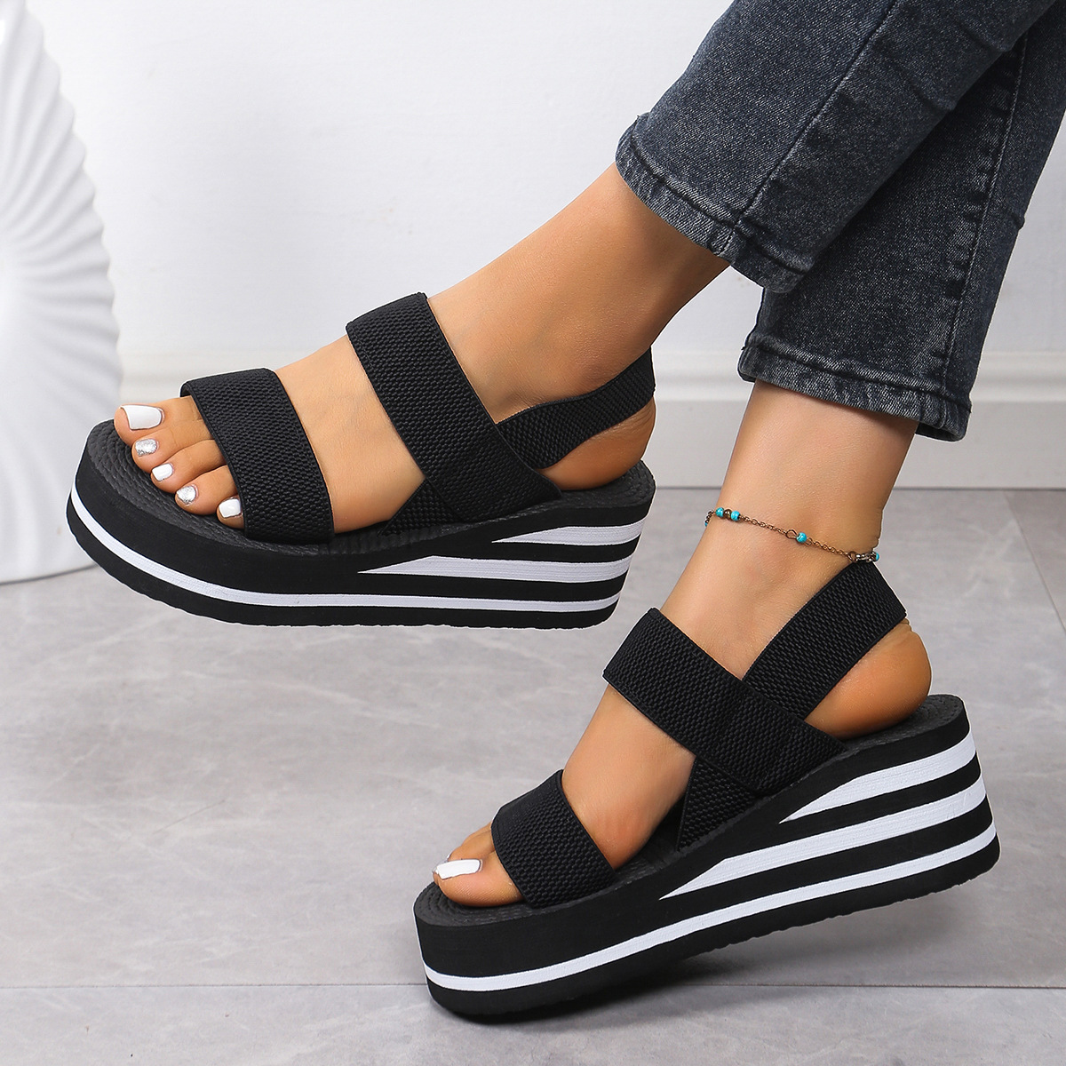2026Women Slingback Wedge Sand - Elastic Waistband Roll 评论和价格