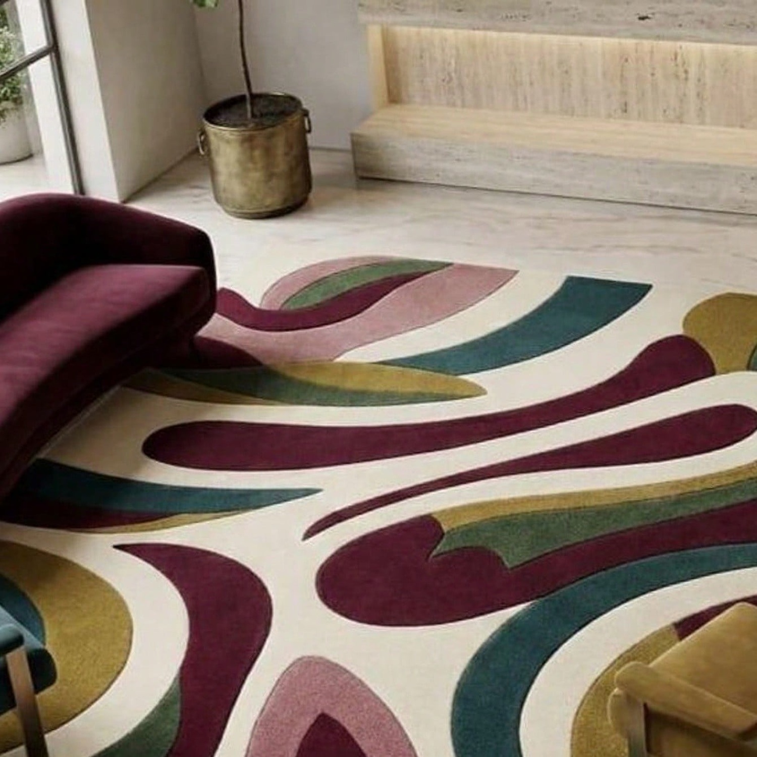 Abstract Pattern Carpet, Mid-C - Century Textile & Sewing Supply By Owner 评论和价格